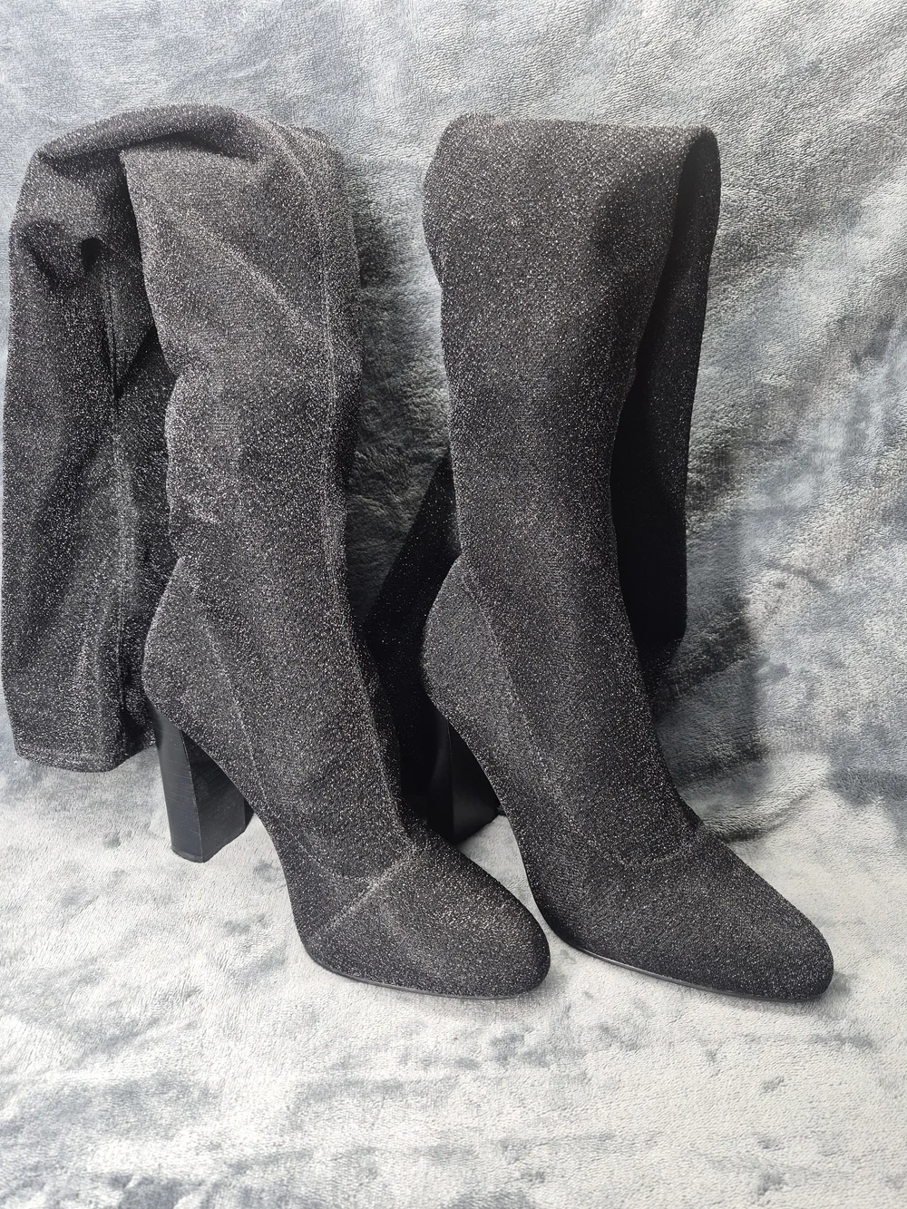 Steve Madden Euphoric Black Shimmer Over The Knee Stretch Boots Size 9 M